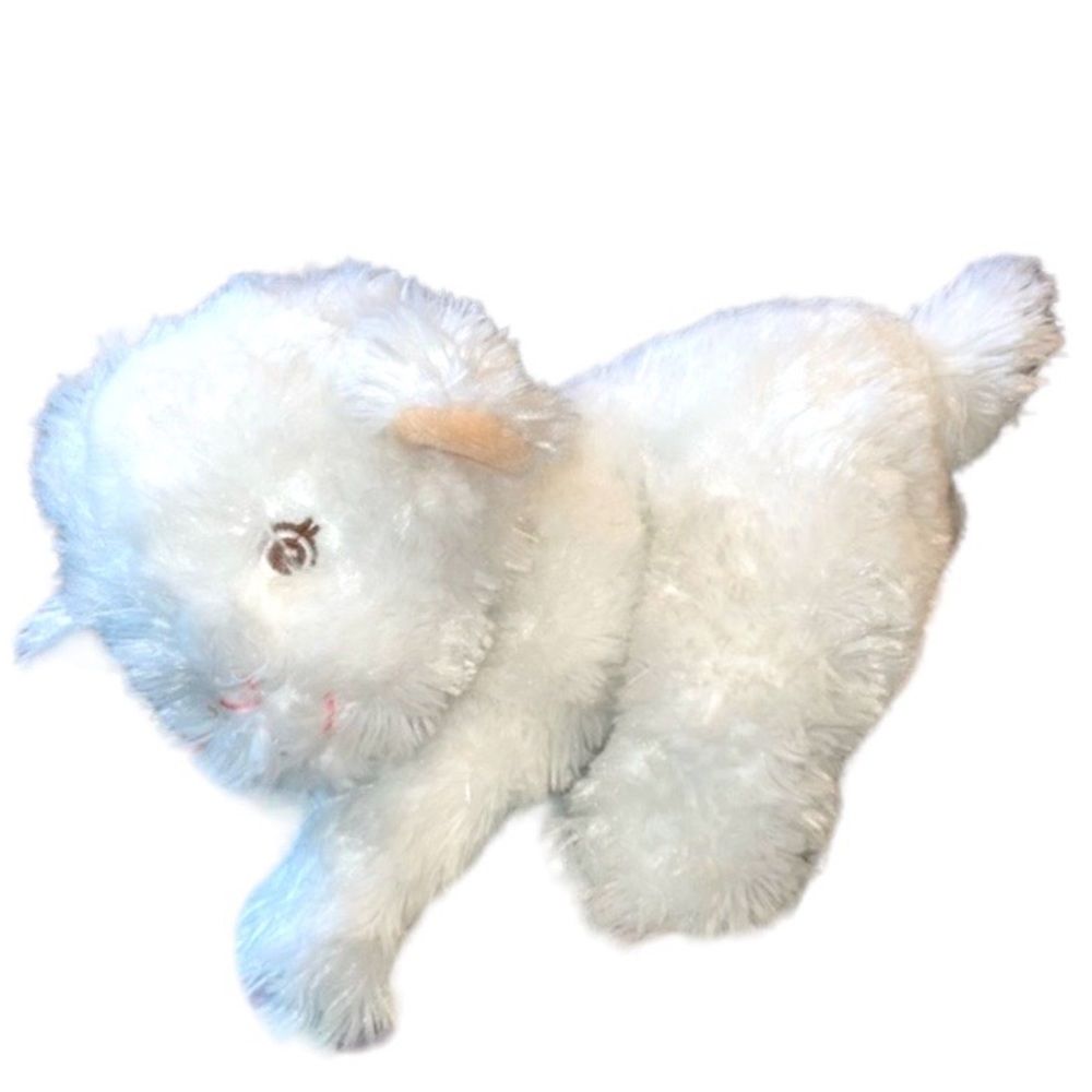 Garanimals Plush Lamb Stuffed Animal 2015 White Fluffy Toy Soft Brown Bow‎ 9"L